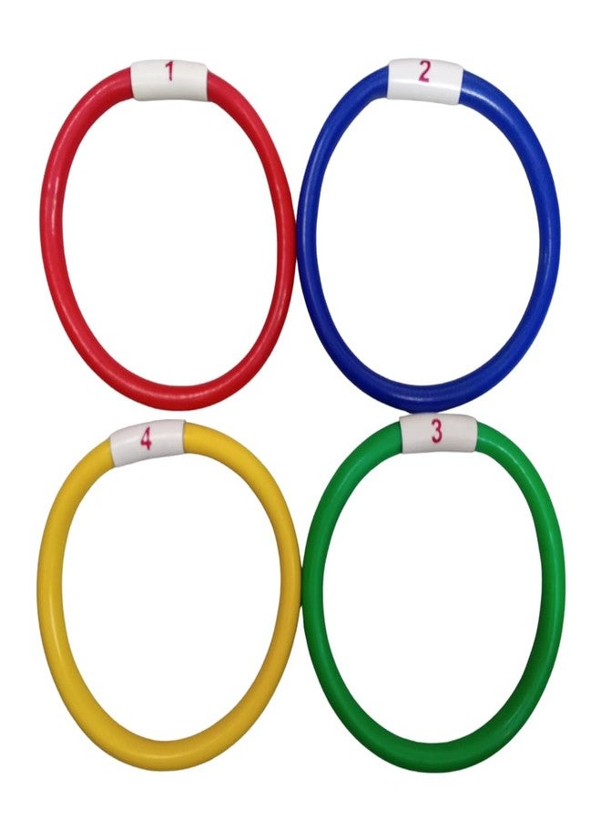 Fitfix® Soft Underwater Pool Diving Sinker Rings! Dive into Fun Multi Colors Age 5+ Pack of 4 Sinker Rings (6-inch) in Storage Bag - Ideal Gift Swimming Toys Diving, Pool Games, Accessories for Kids - Image 1